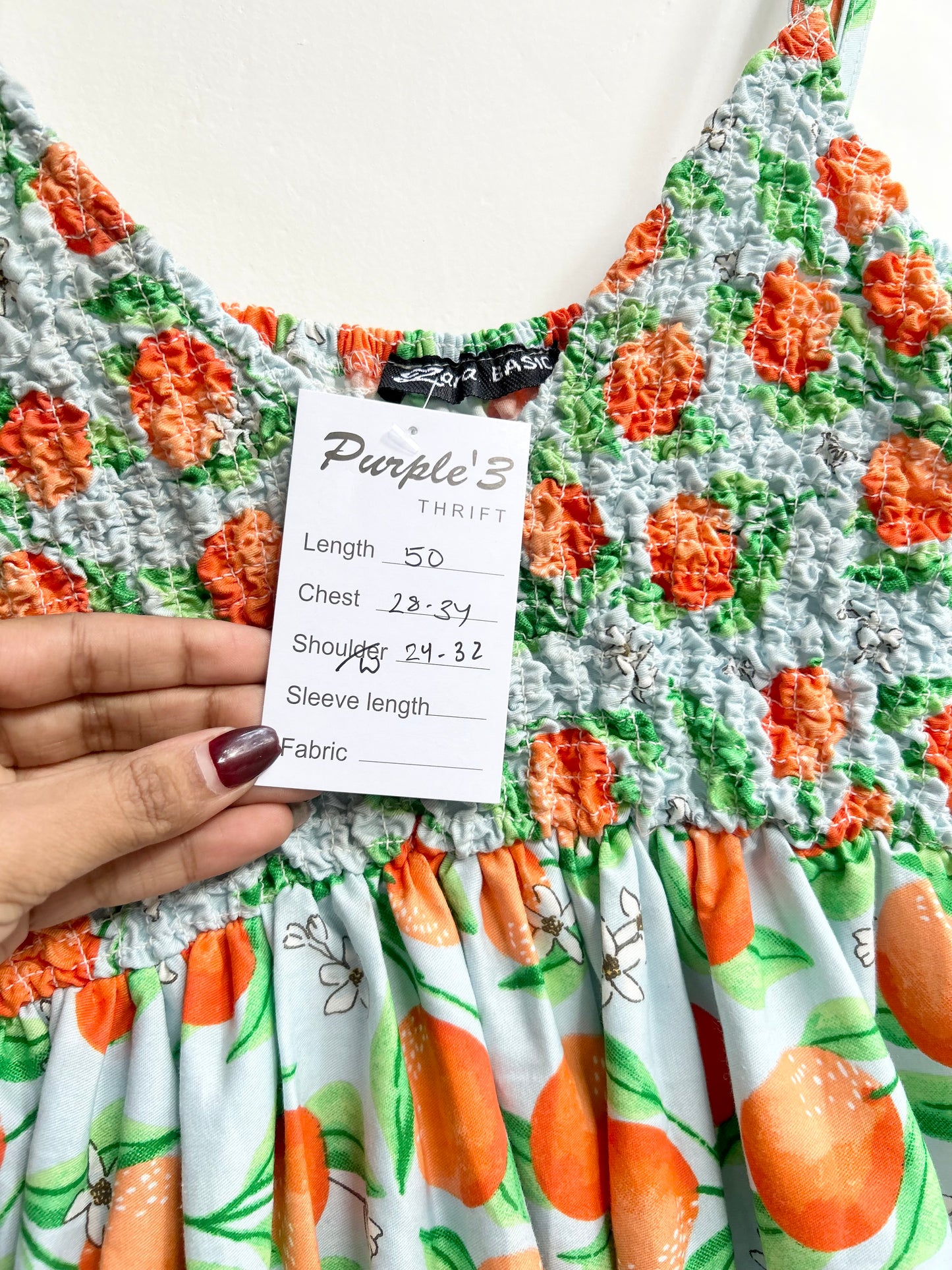 Orange Ruched Cotton Dress