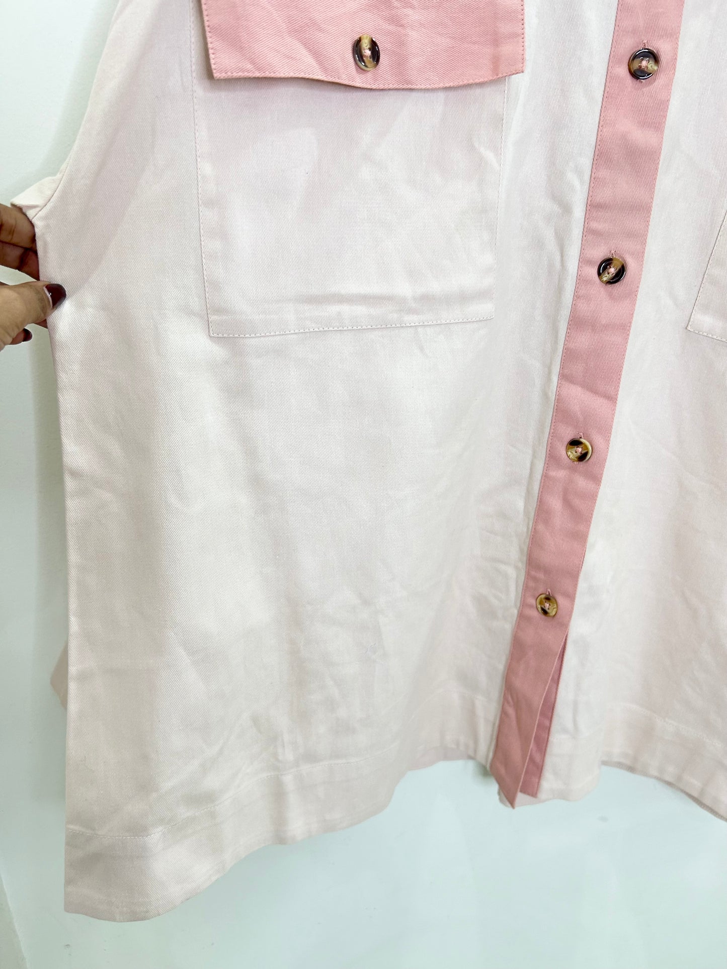 Orange-Pink Denim Cotton Shirt