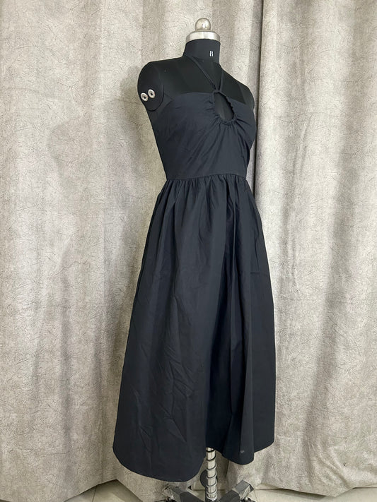 Front Knot Black Dress