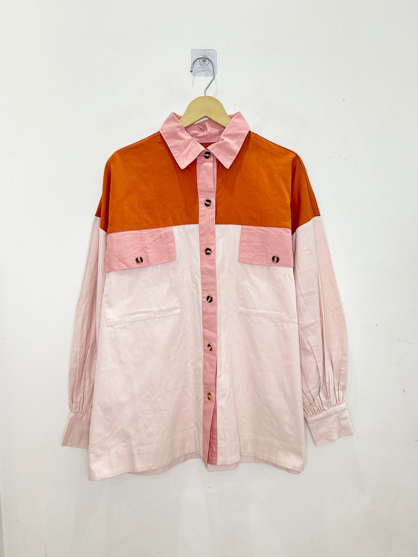 Orange-Pink Denim Cotton Shirt