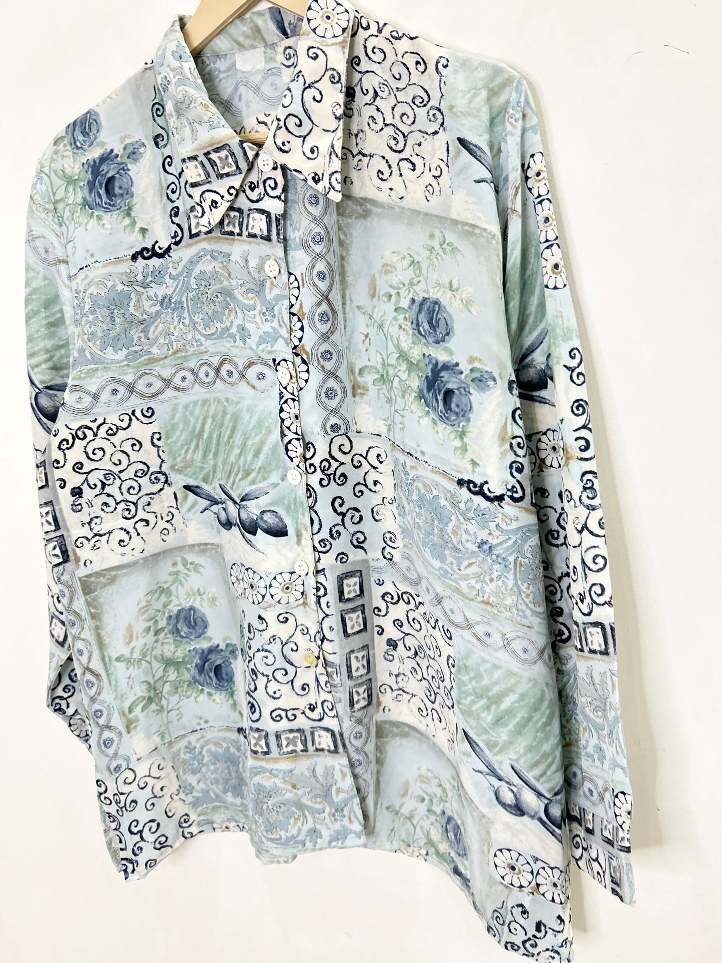 Floral Rose Blue Vintage Shirt