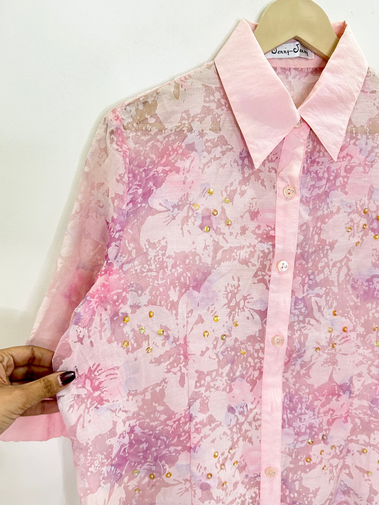 Pastel Pink Embellished Shirt