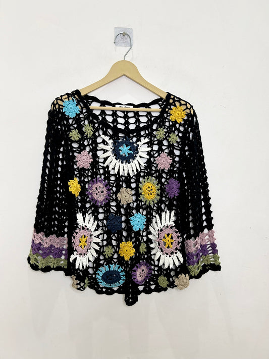 Black Crochet Vintage Boho Top