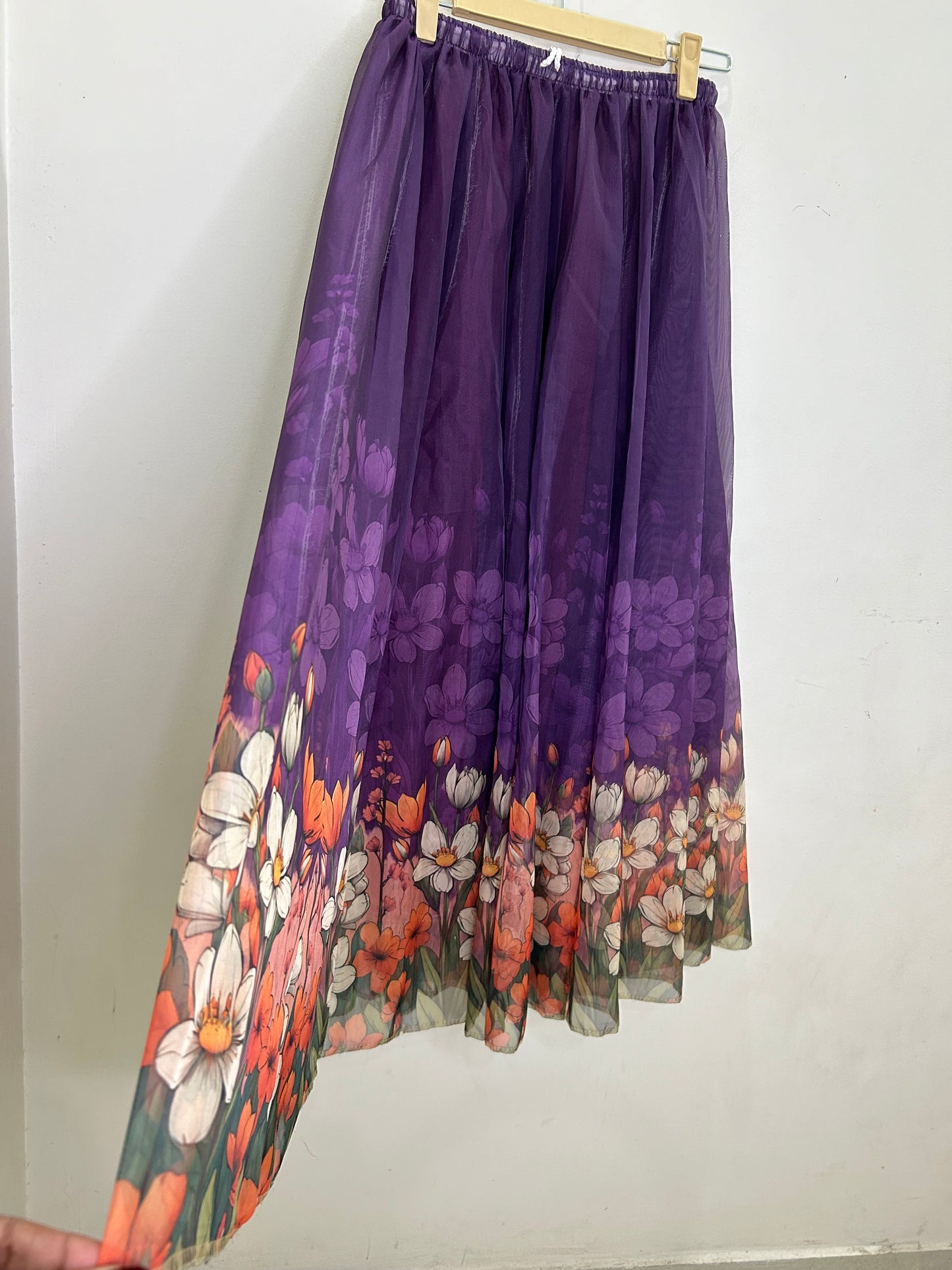 Purple Floral Mesh Skirt