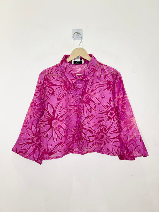 Pink Floral Sheer Shirt