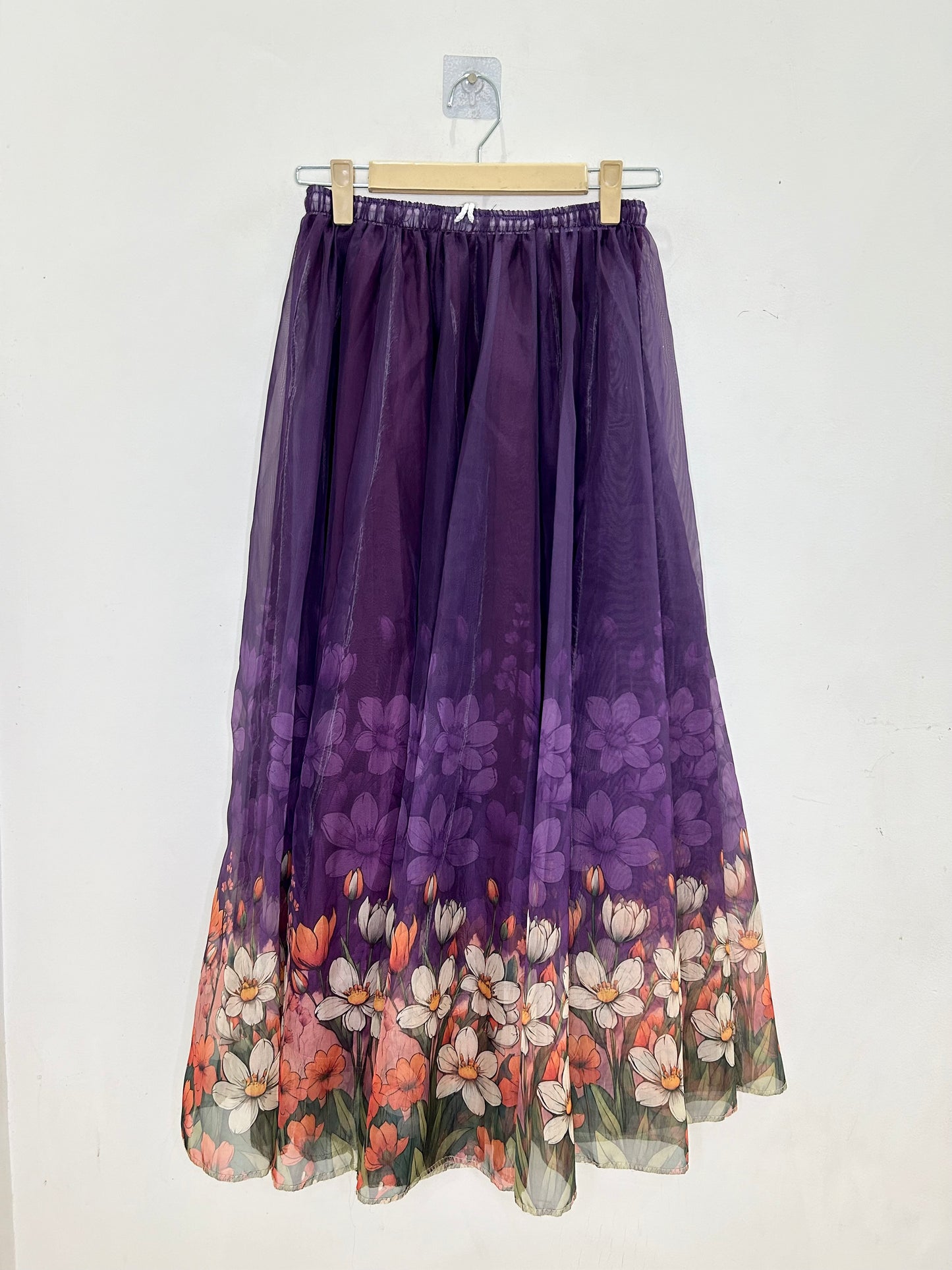 Purple Floral Mesh Skirt