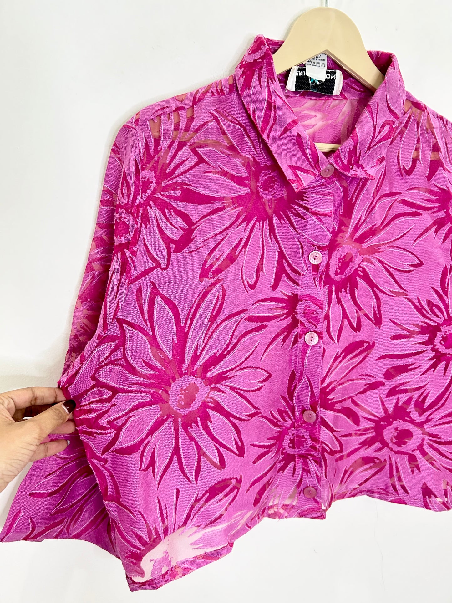 Pink Floral Sheer Shirt