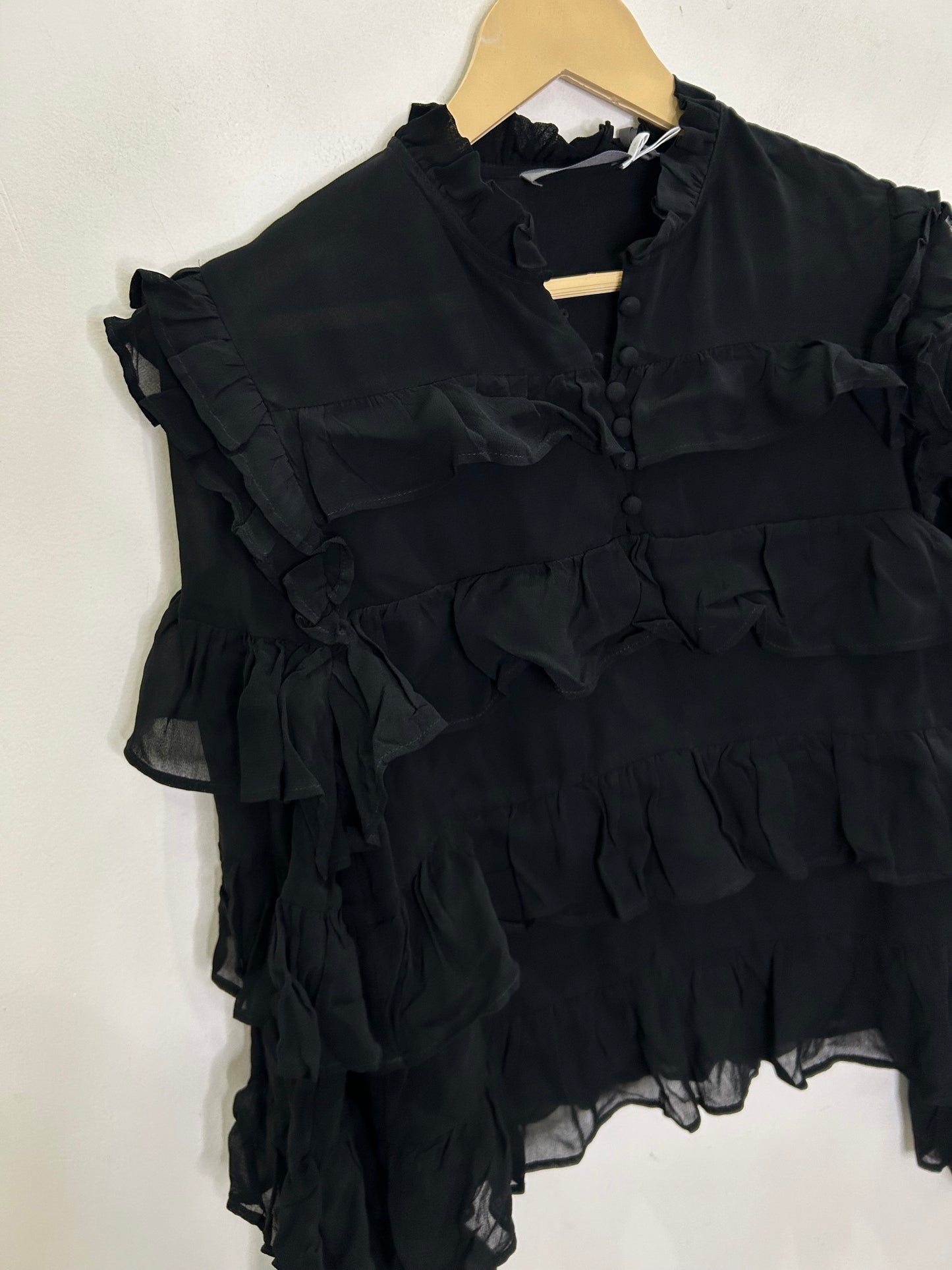 Ruffle Black Top