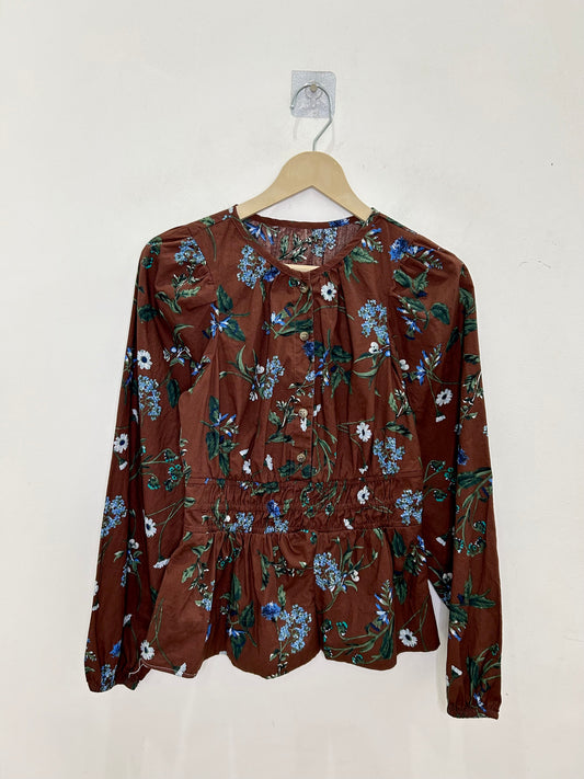 Brown Floral Blouse