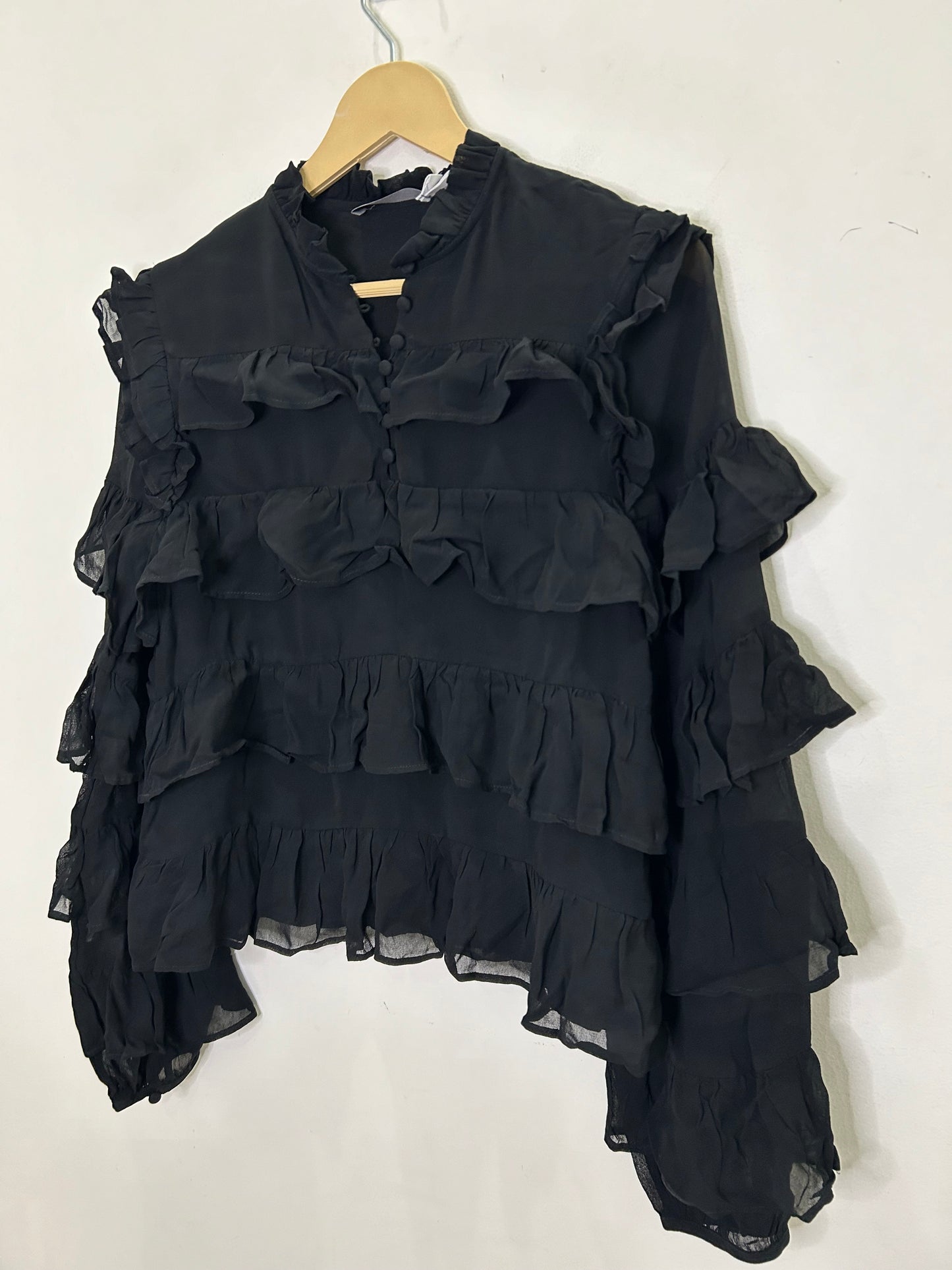 Ruffle Black Top