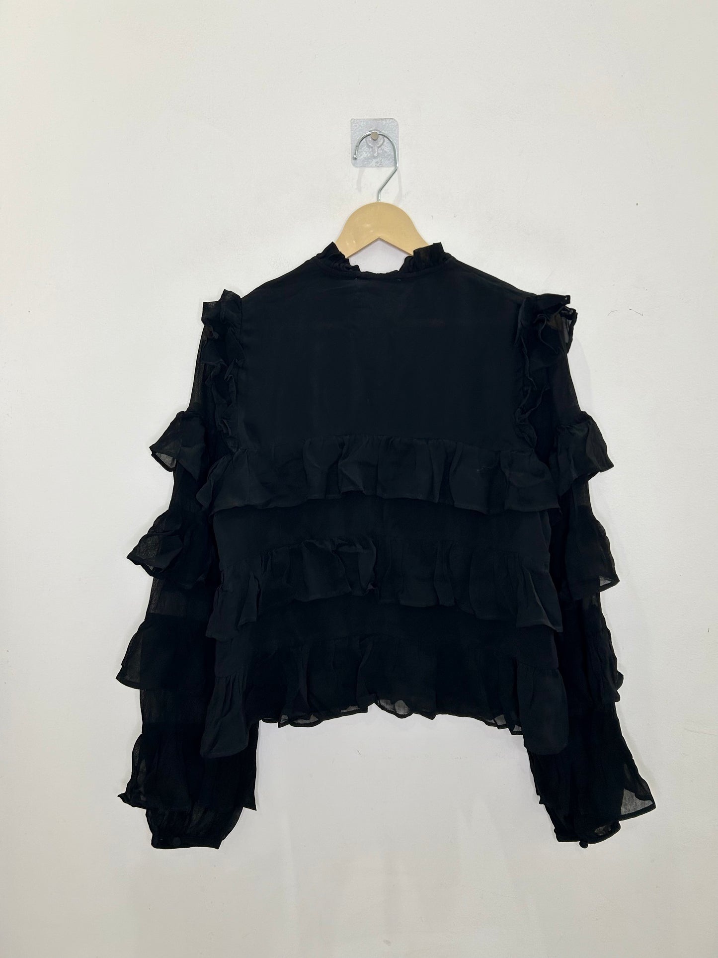 Ruffle Black Top