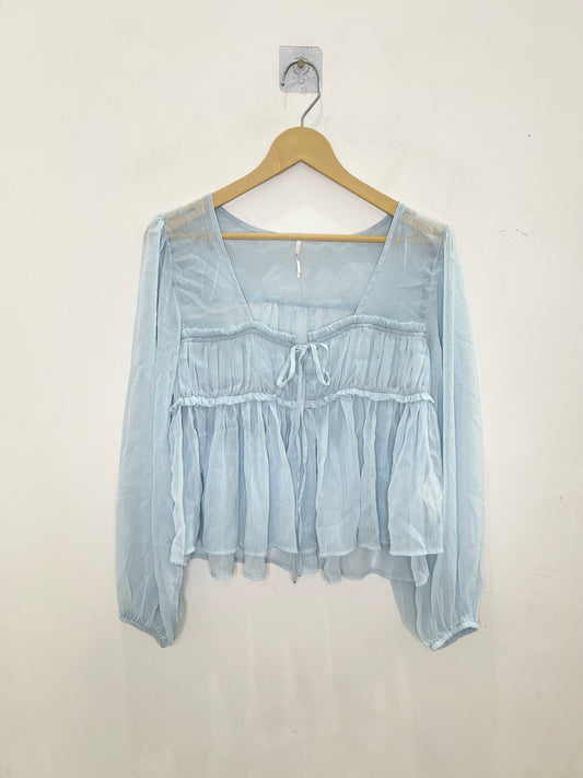 Ruched Pastel Blue Top