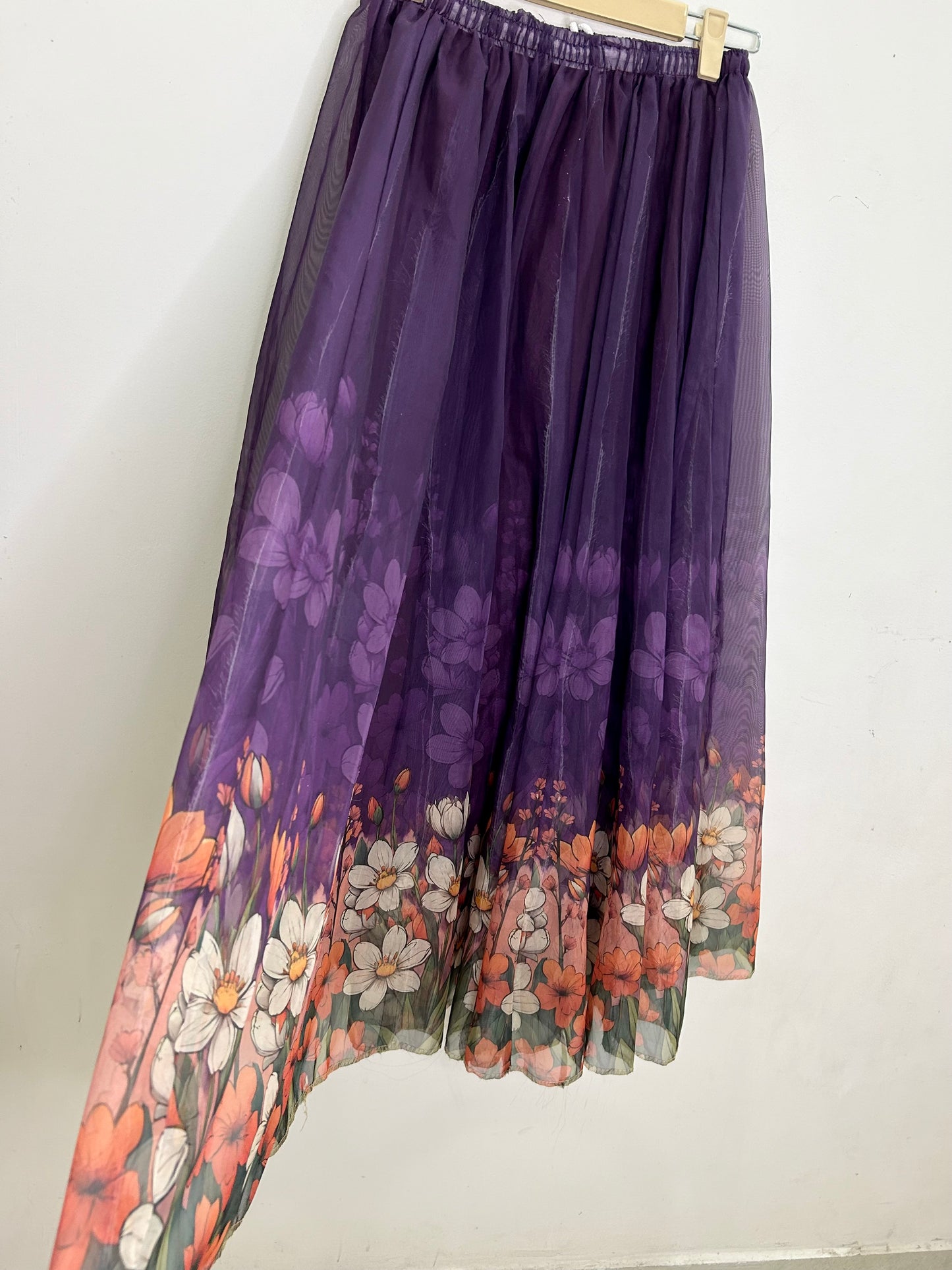 Purple Floral Mesh Skirt