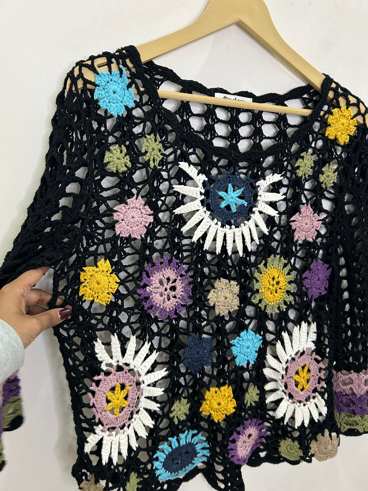 Black Crochet Vintage Boho Top