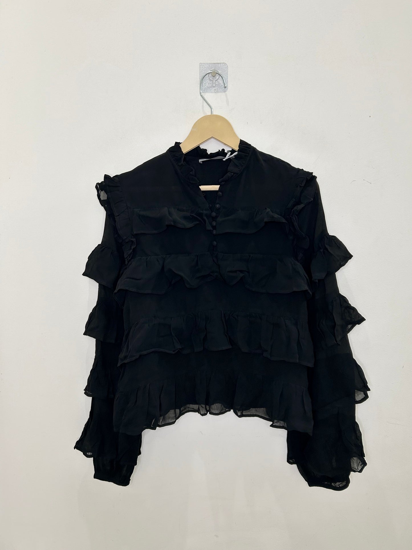 Ruffle Black Top