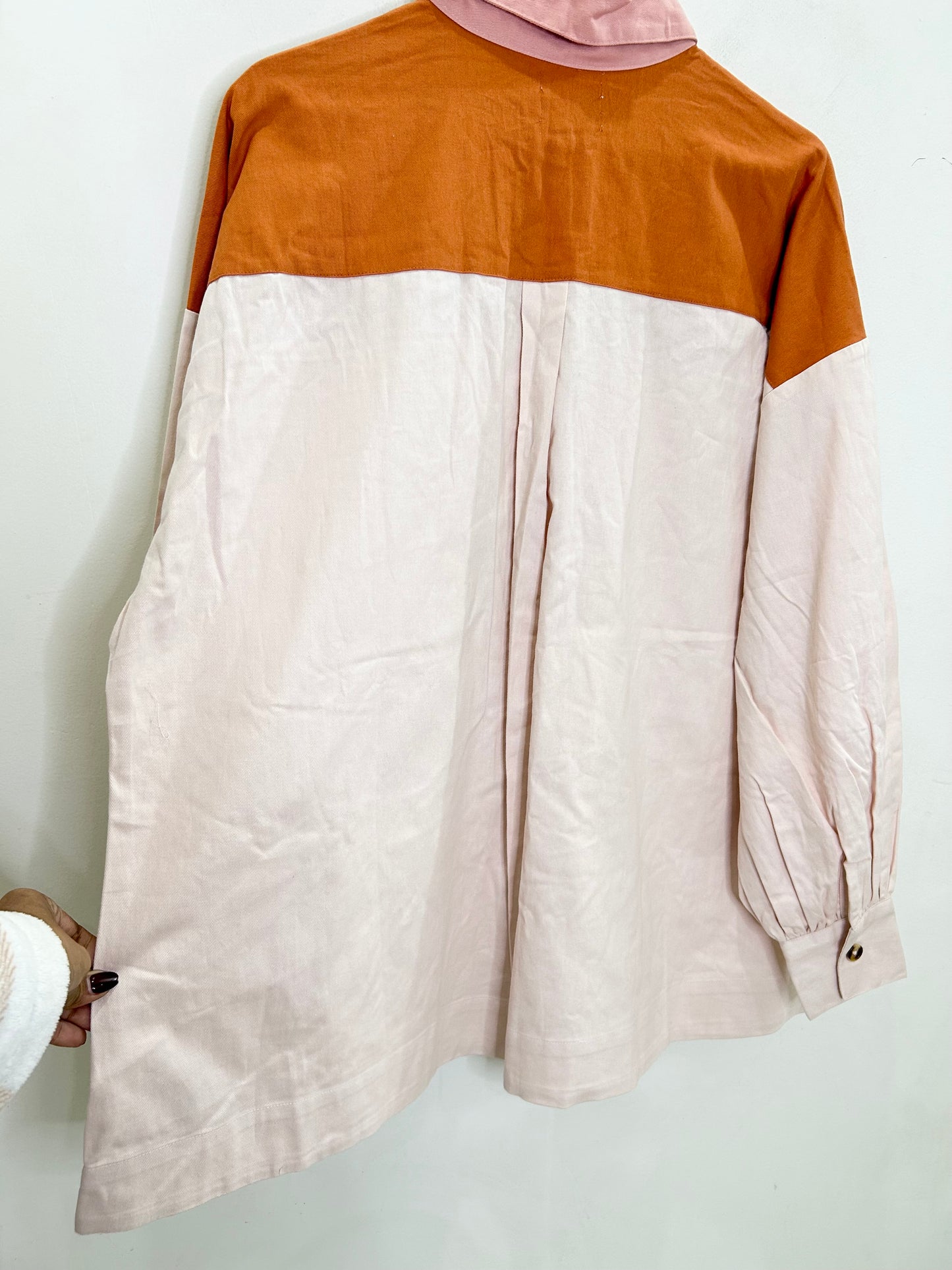 Orange-Pink Denim Cotton Shirt