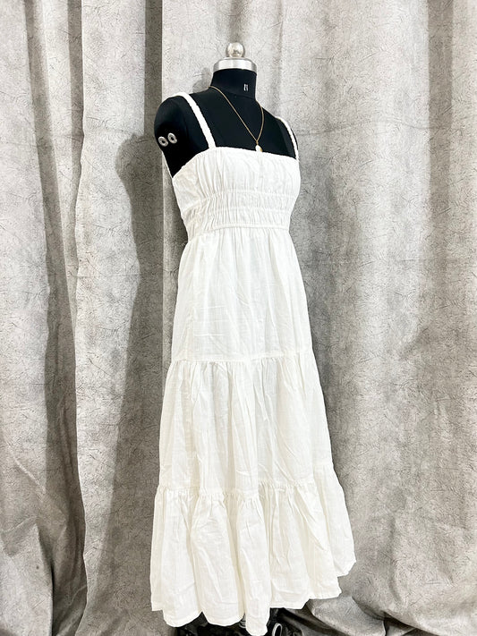 White Ruched Dresses