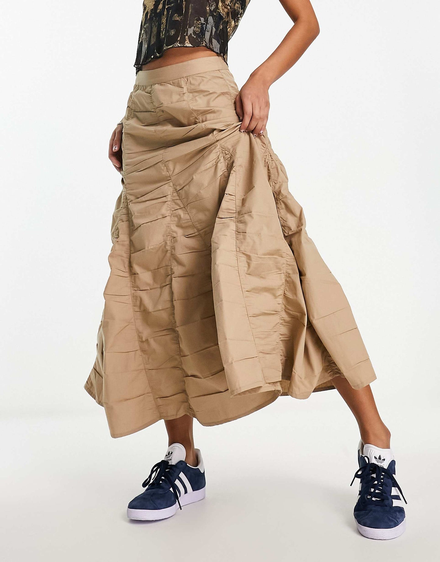 Beige Ruched Skirt