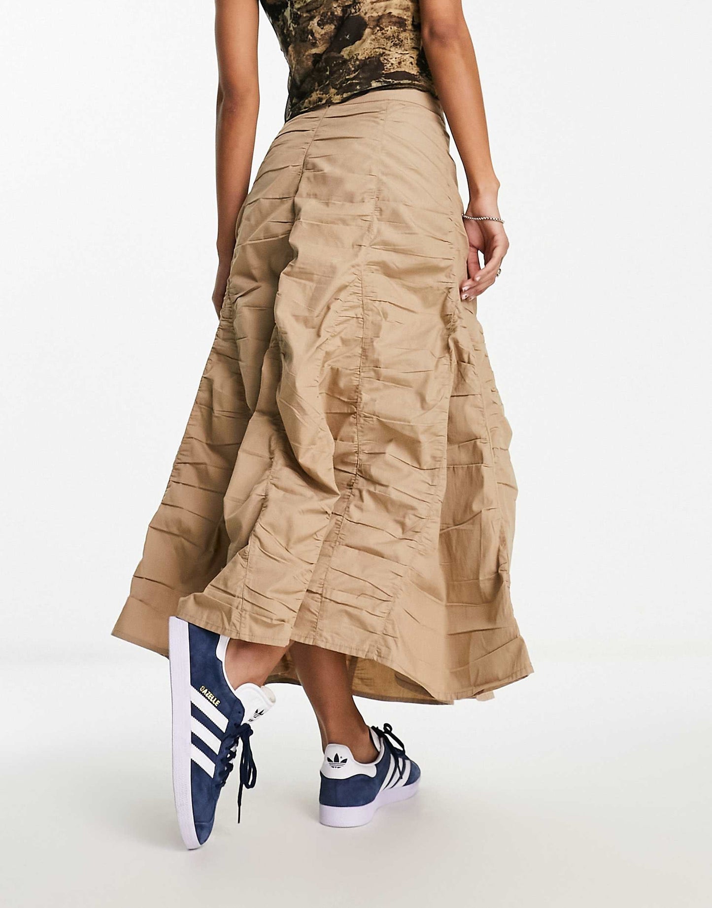 Beige Ruched Skirt