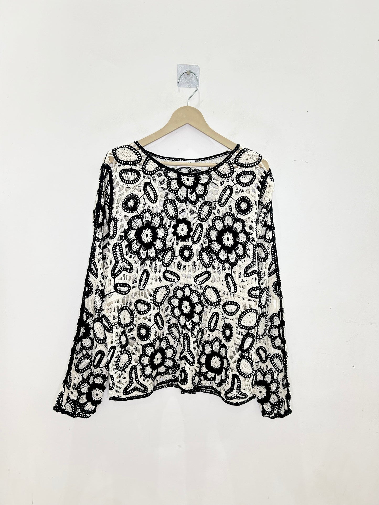 B&W Floral Crochet Top