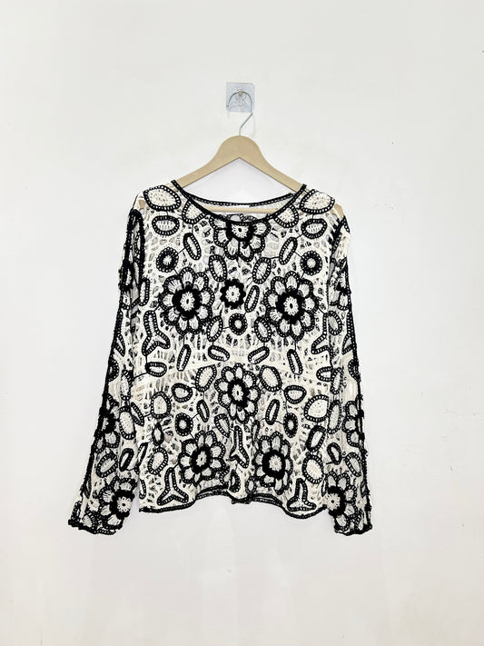 B&W Floral Crochet Top