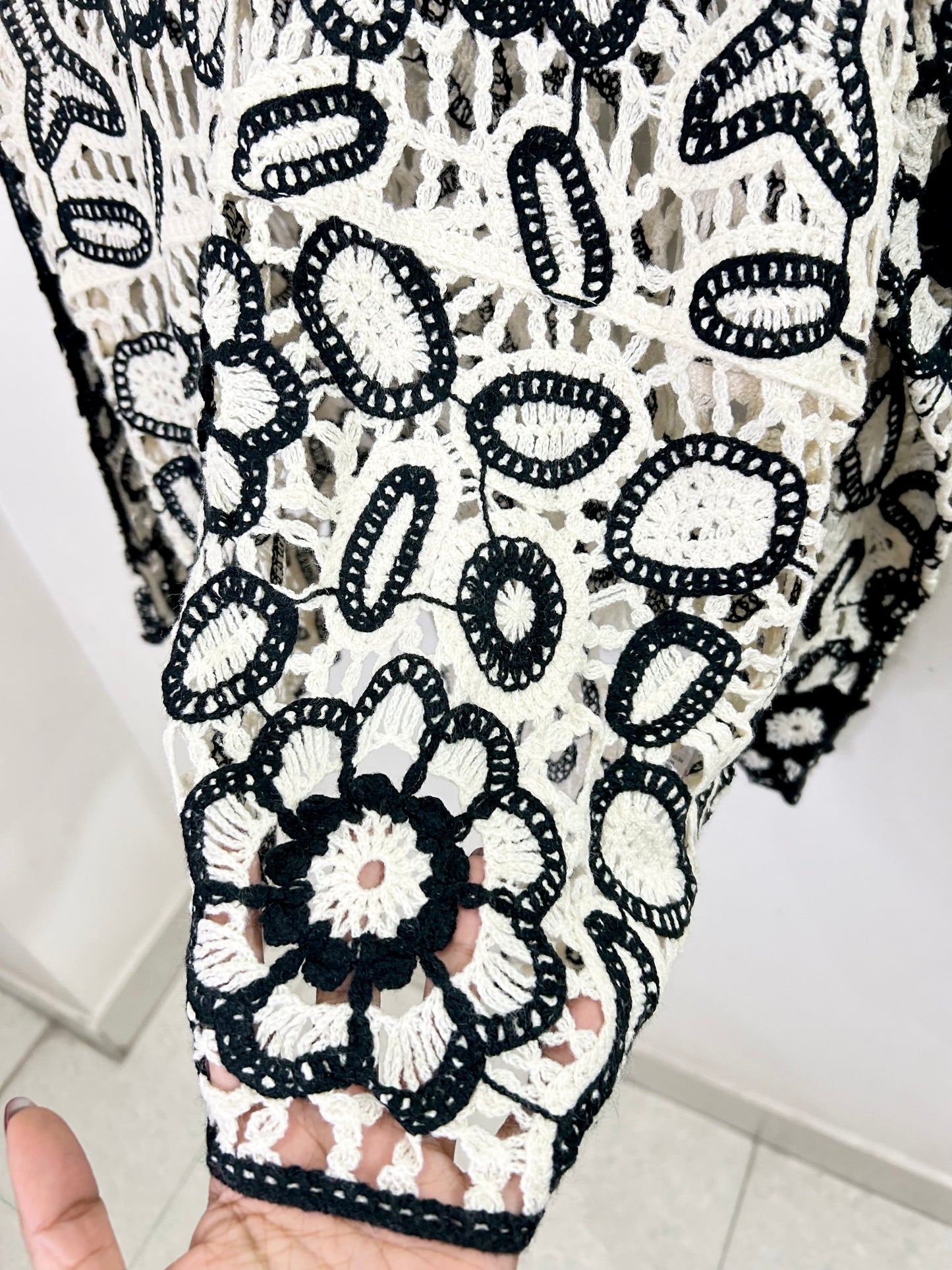 B&W Floral Crochet Top