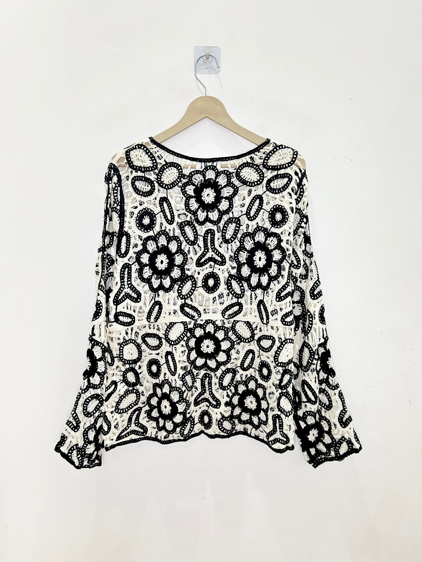 B&W Floral Crochet Top