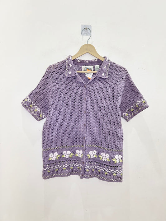 Crochet Lavendar Shirt Top