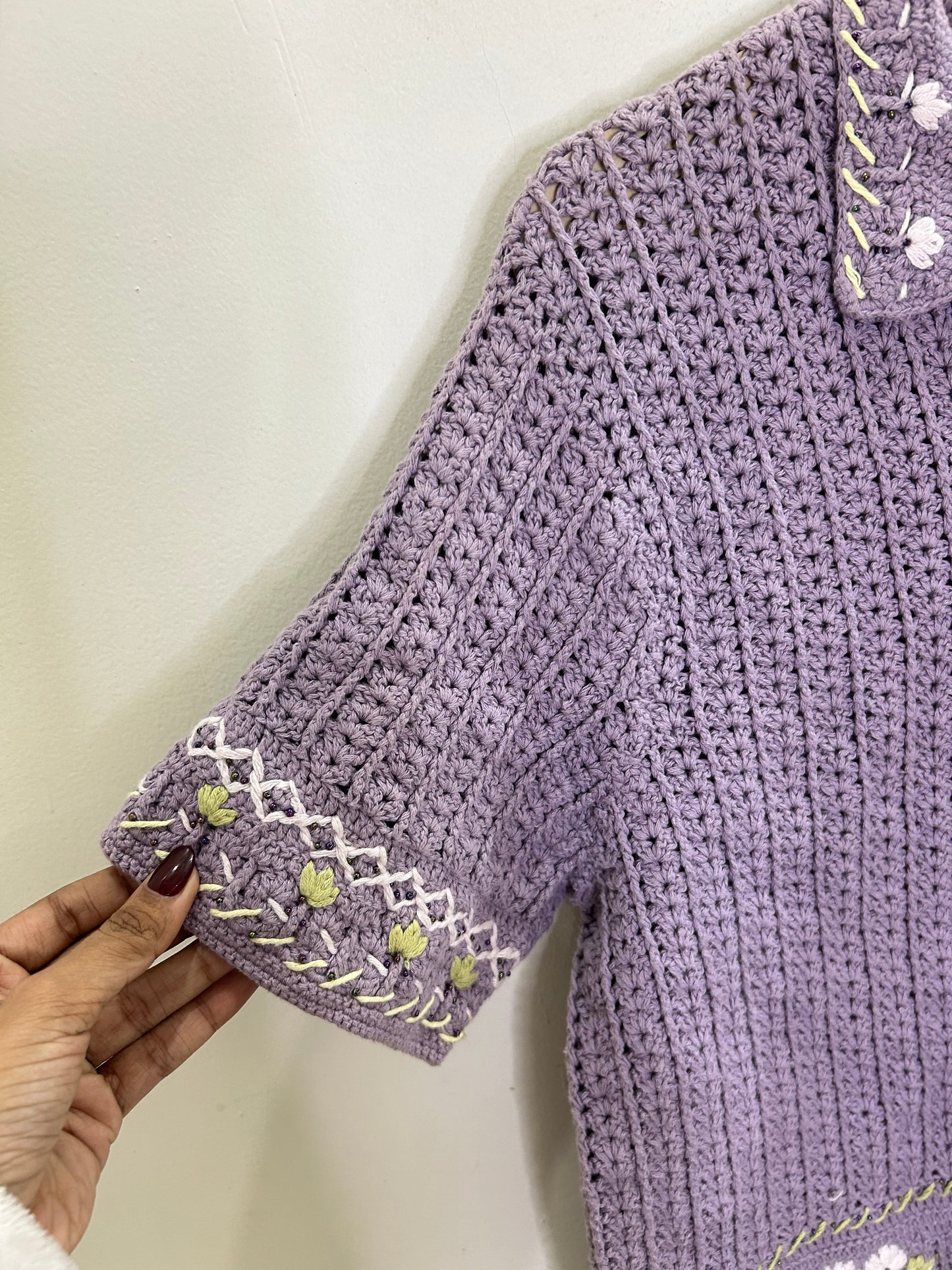 Crochet Lavendar Shirt Top