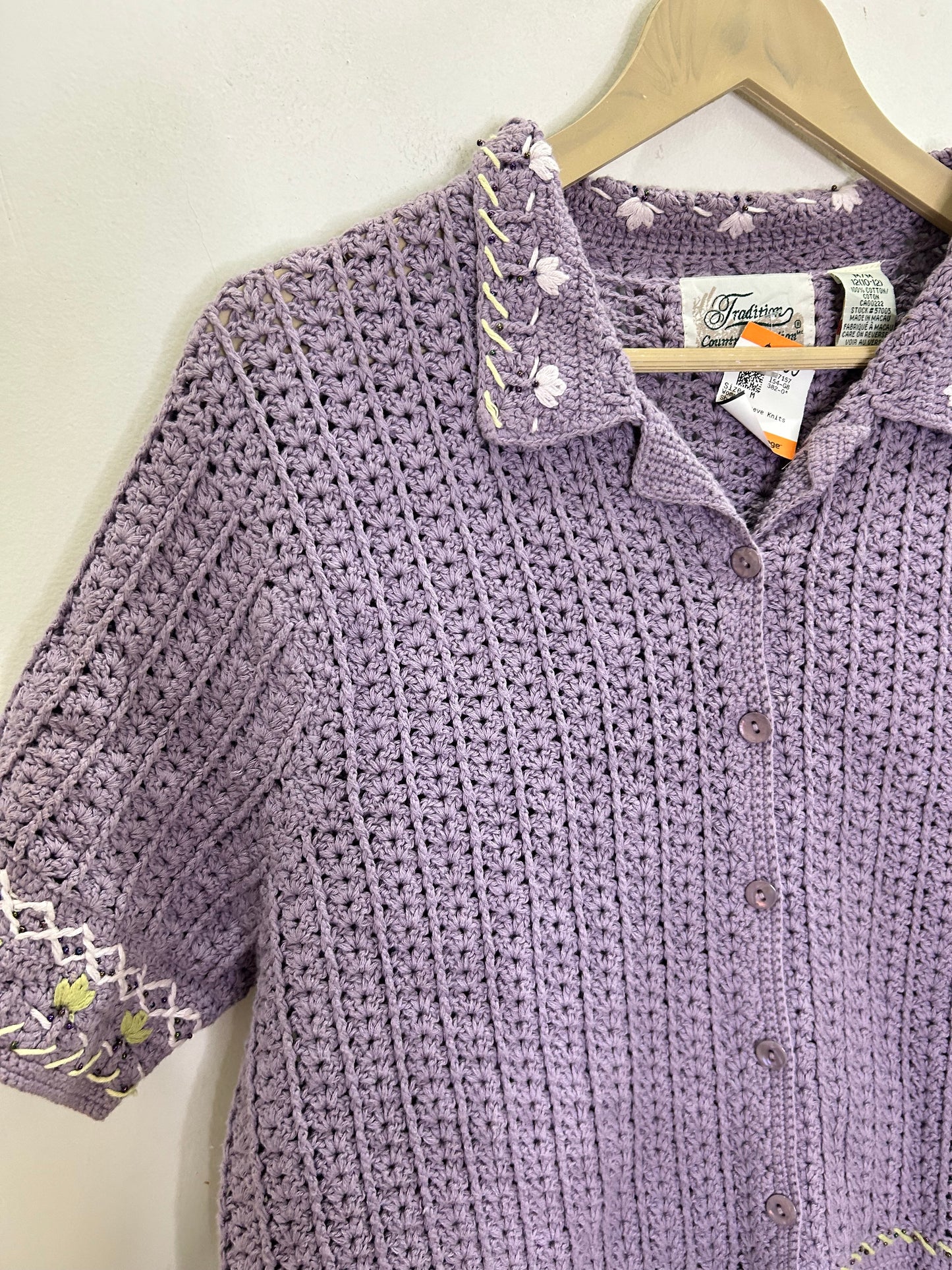 Crochet Lavendar Shirt Top