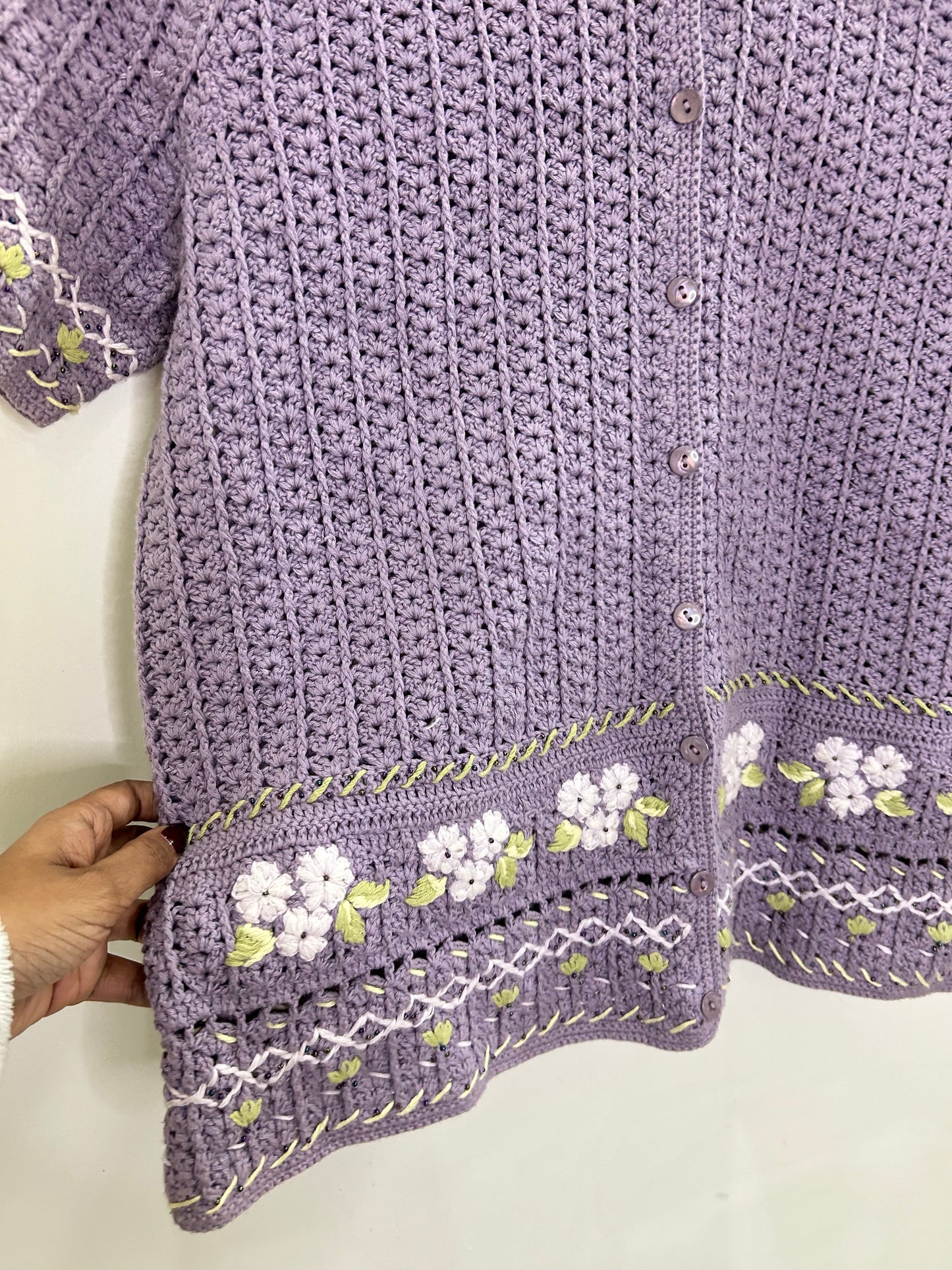 Crochet Lavendar Shirt Top