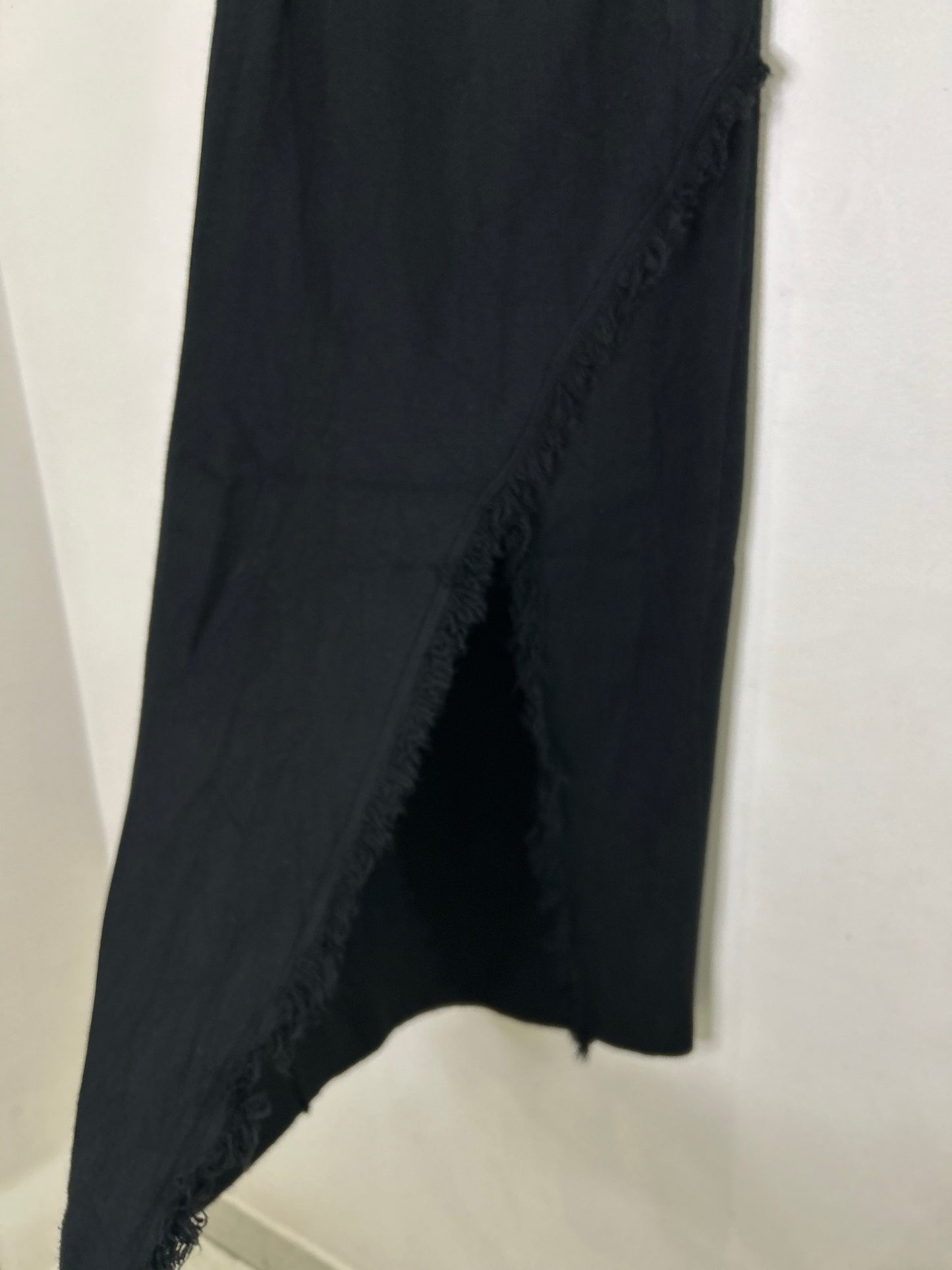 Slit Fringe Woolen Skirt