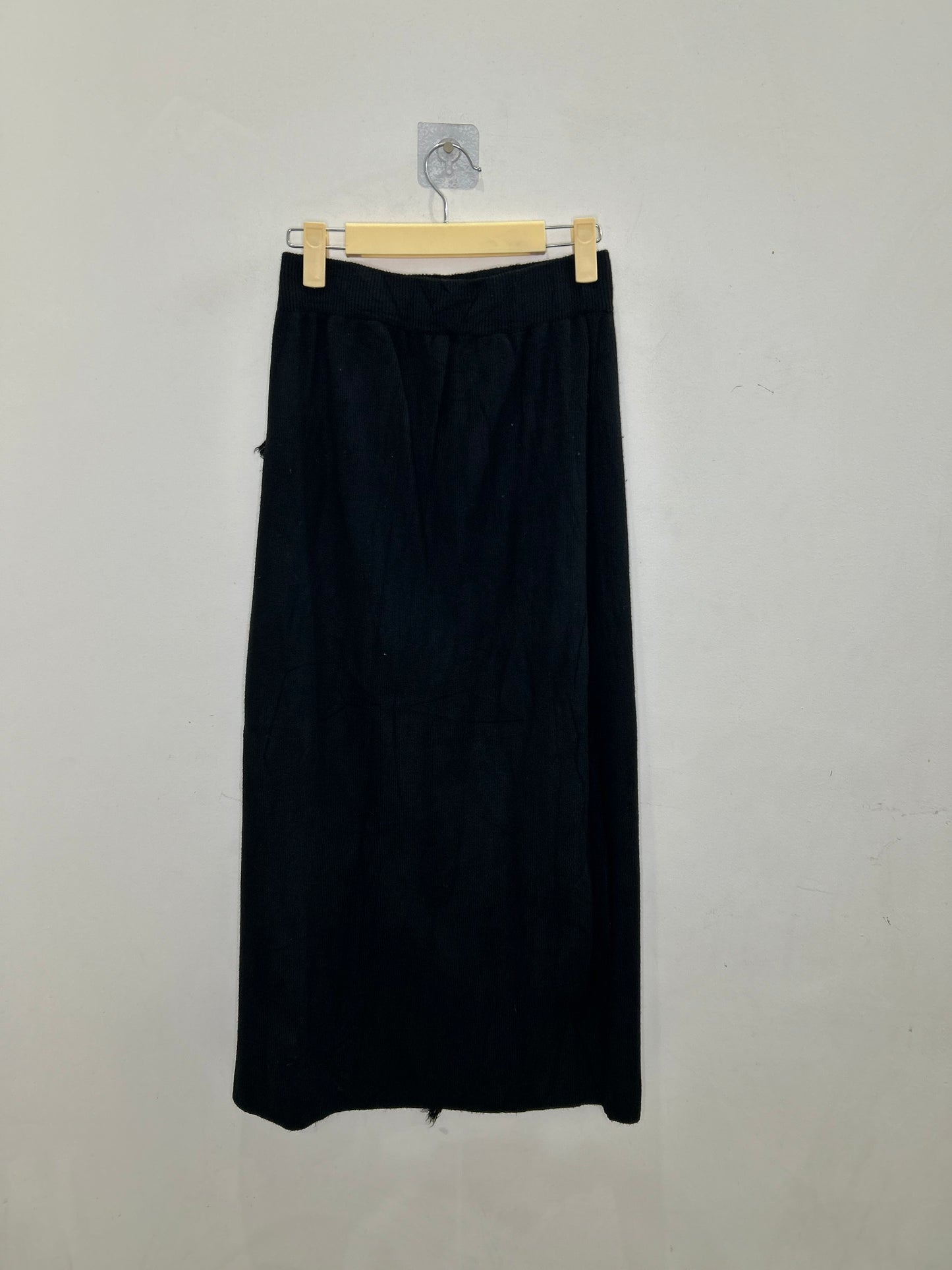 Slit Fringe Woolen Skirt