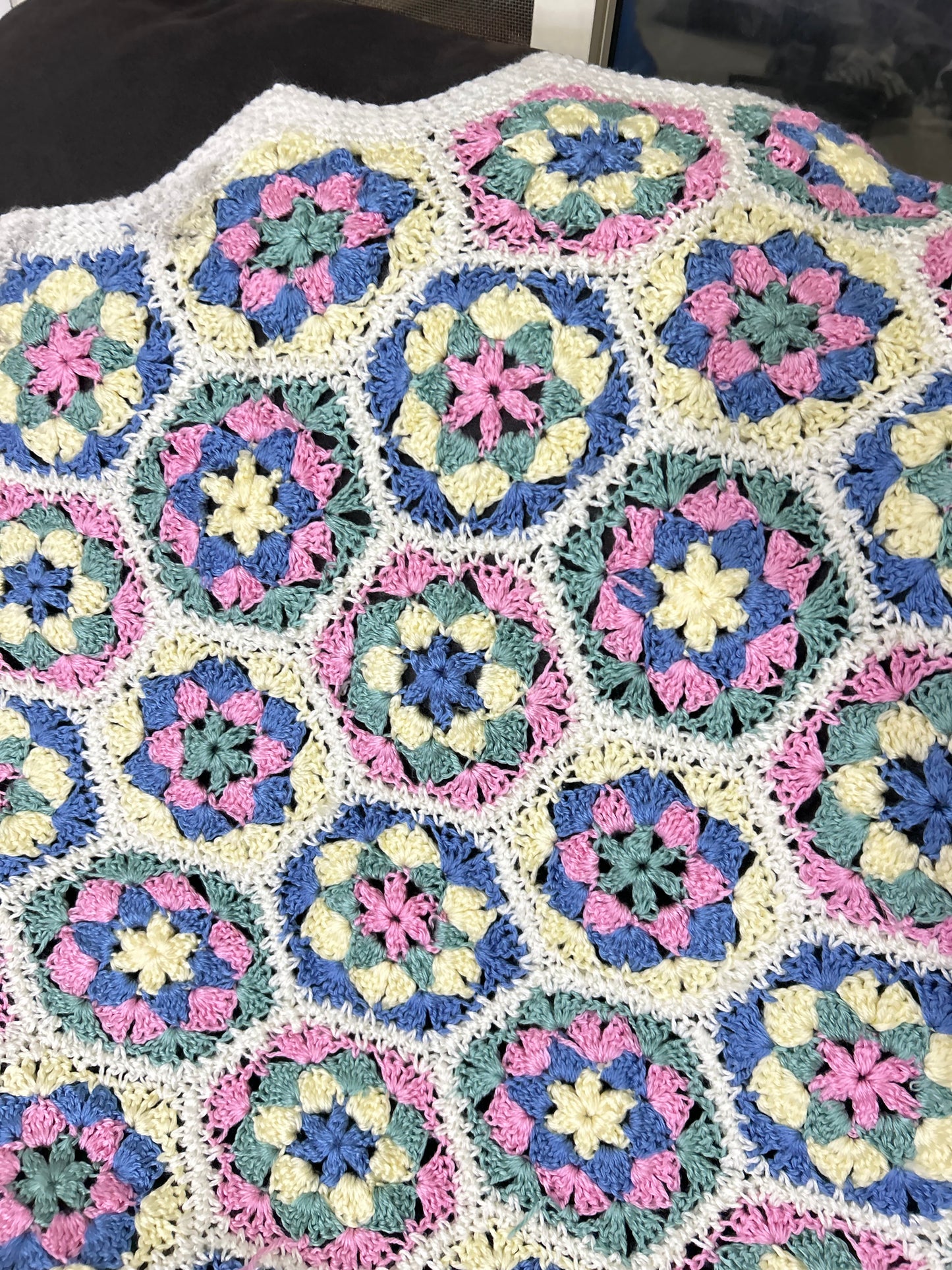 Pastel Hexagonal Crochet Throw