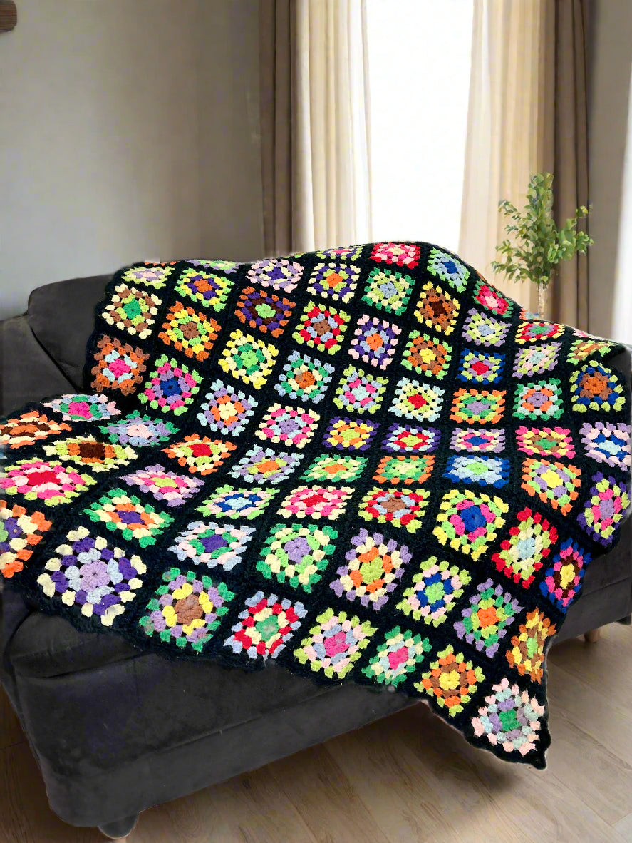 Granny Square Crochet Throw