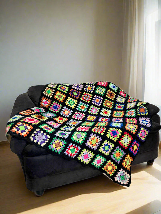 Granny Square Crochet Throw