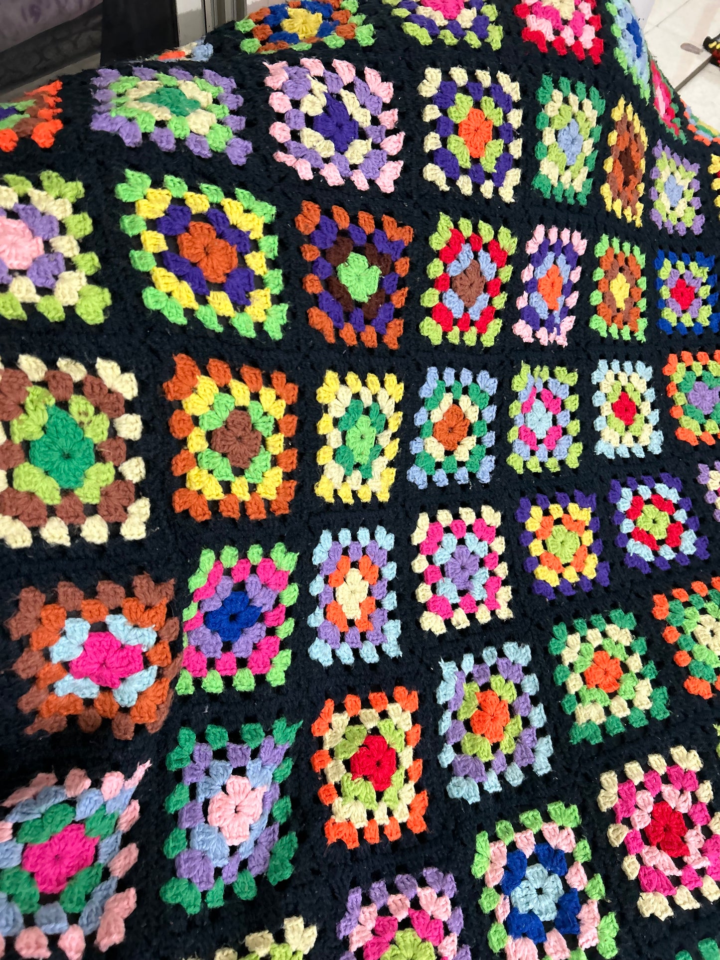 Granny Square Crochet Throw