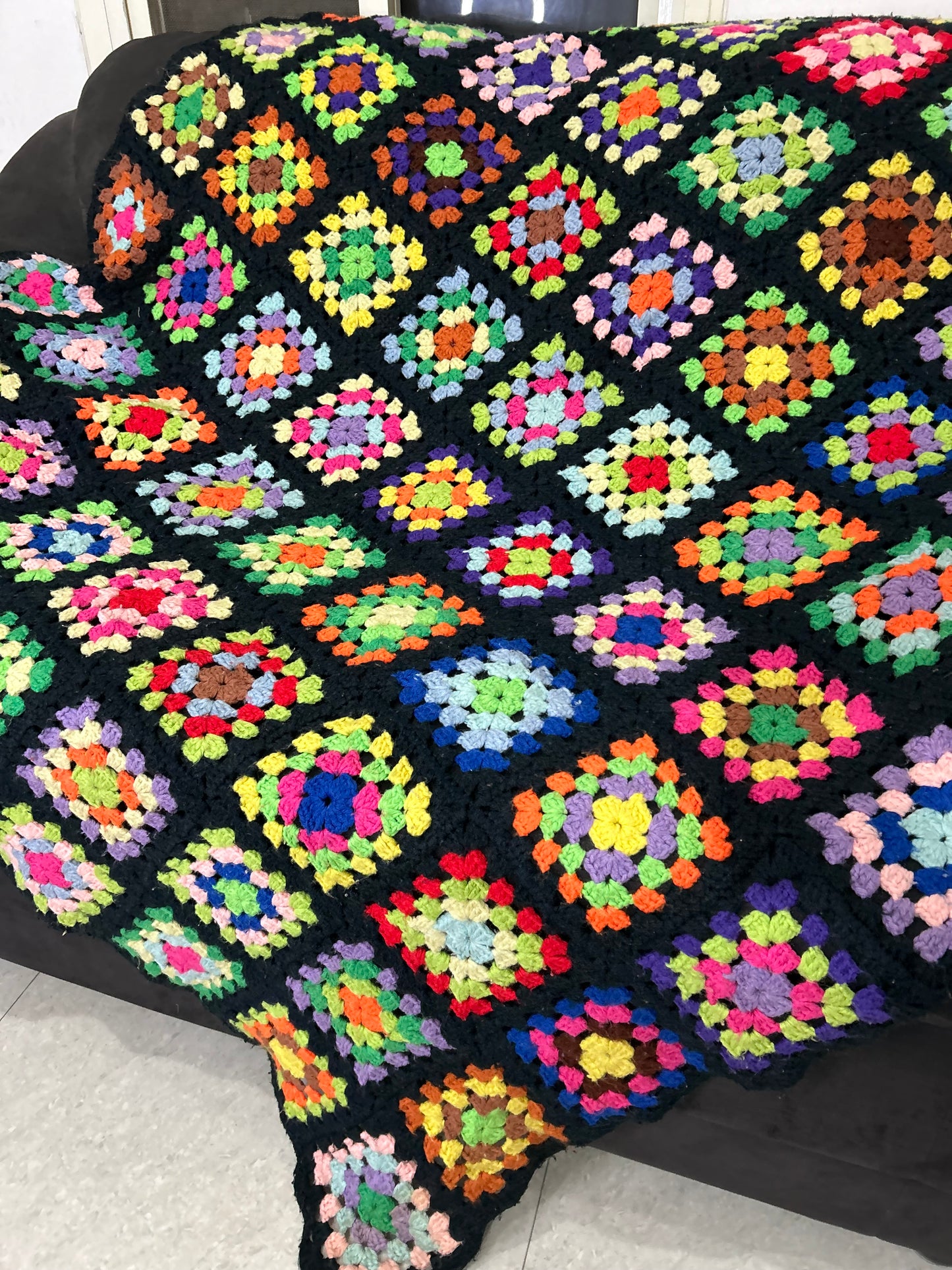 Granny Square Crochet Throw