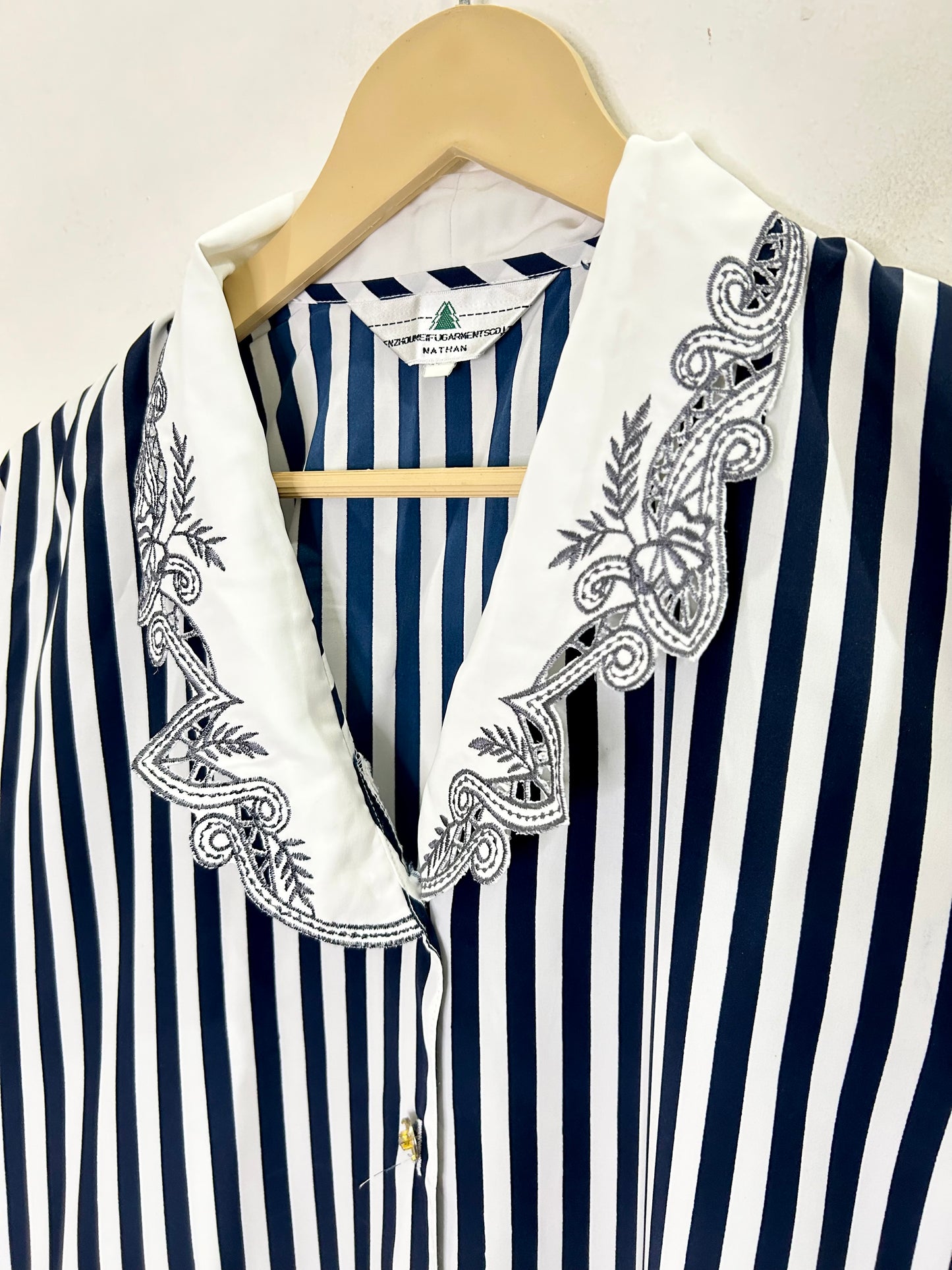 Striped Floral Collar Shirt