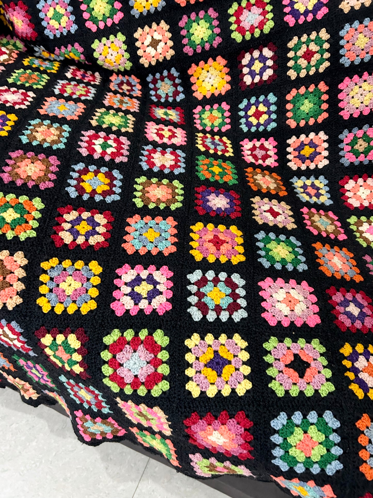 Short Granny Square Crochet Throw