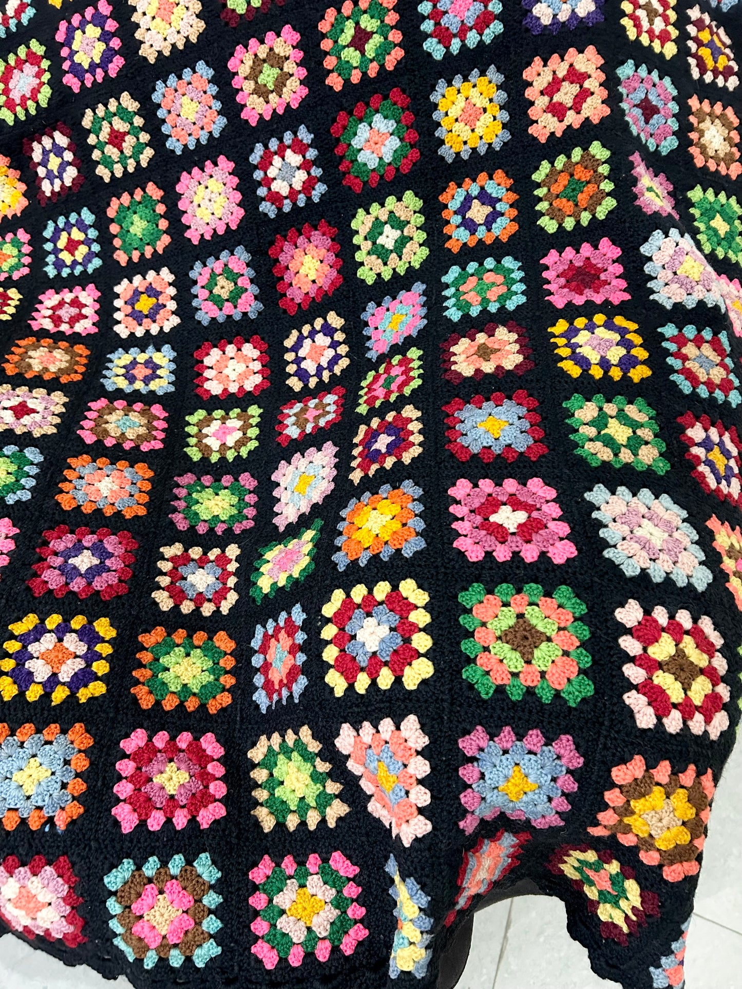 Short Granny Square Crochet Throw