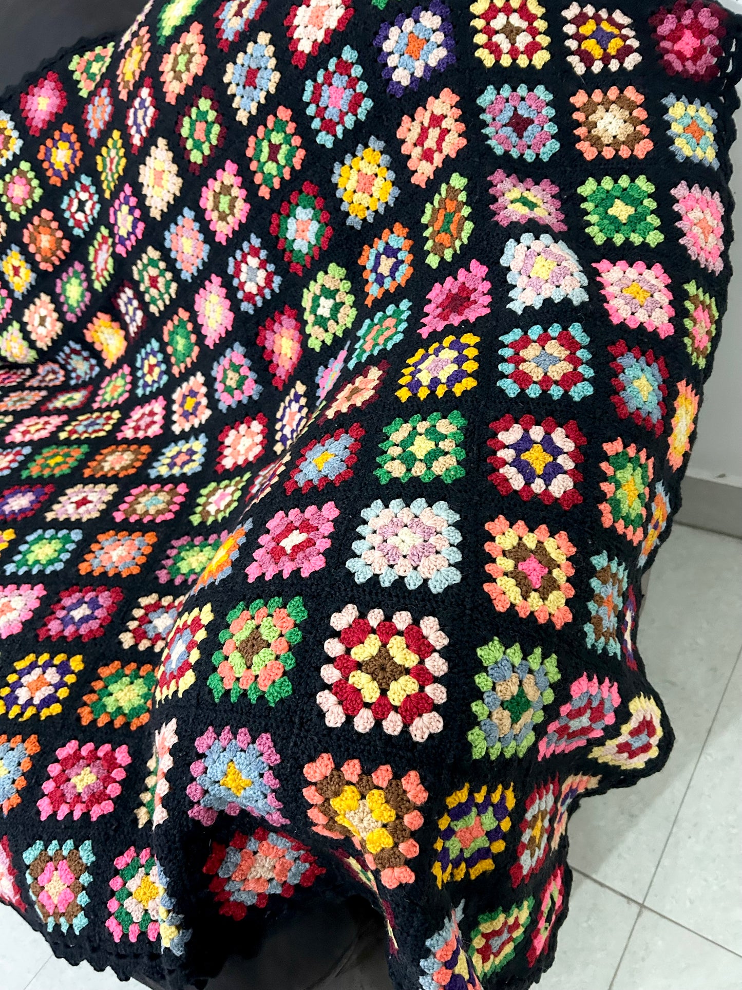 Short Granny Square Crochet Throw