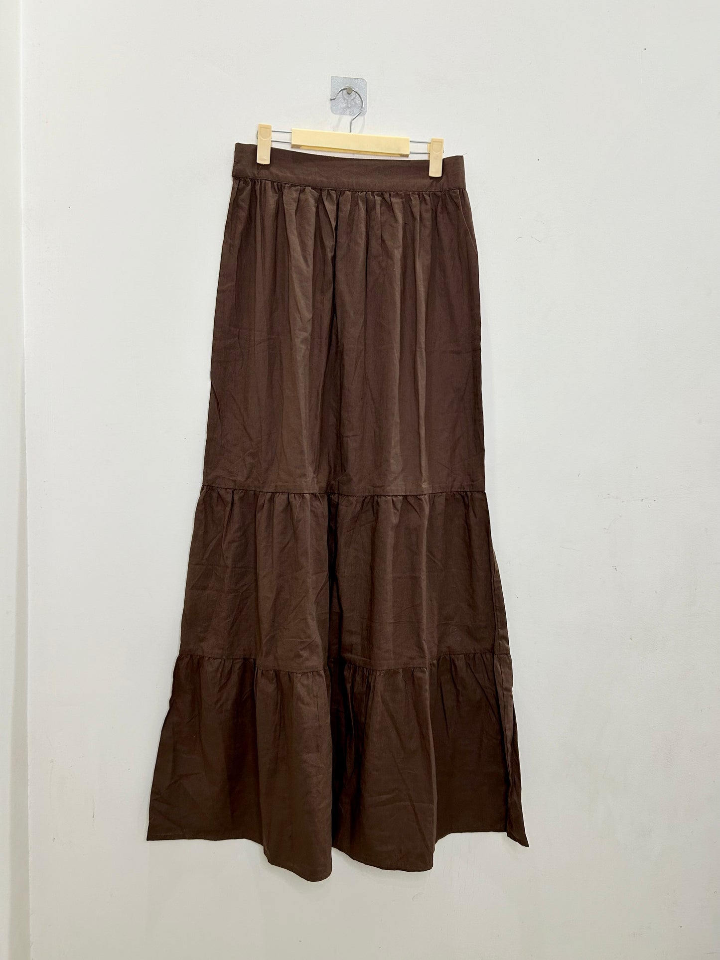 Brown Cotton Long Skirt