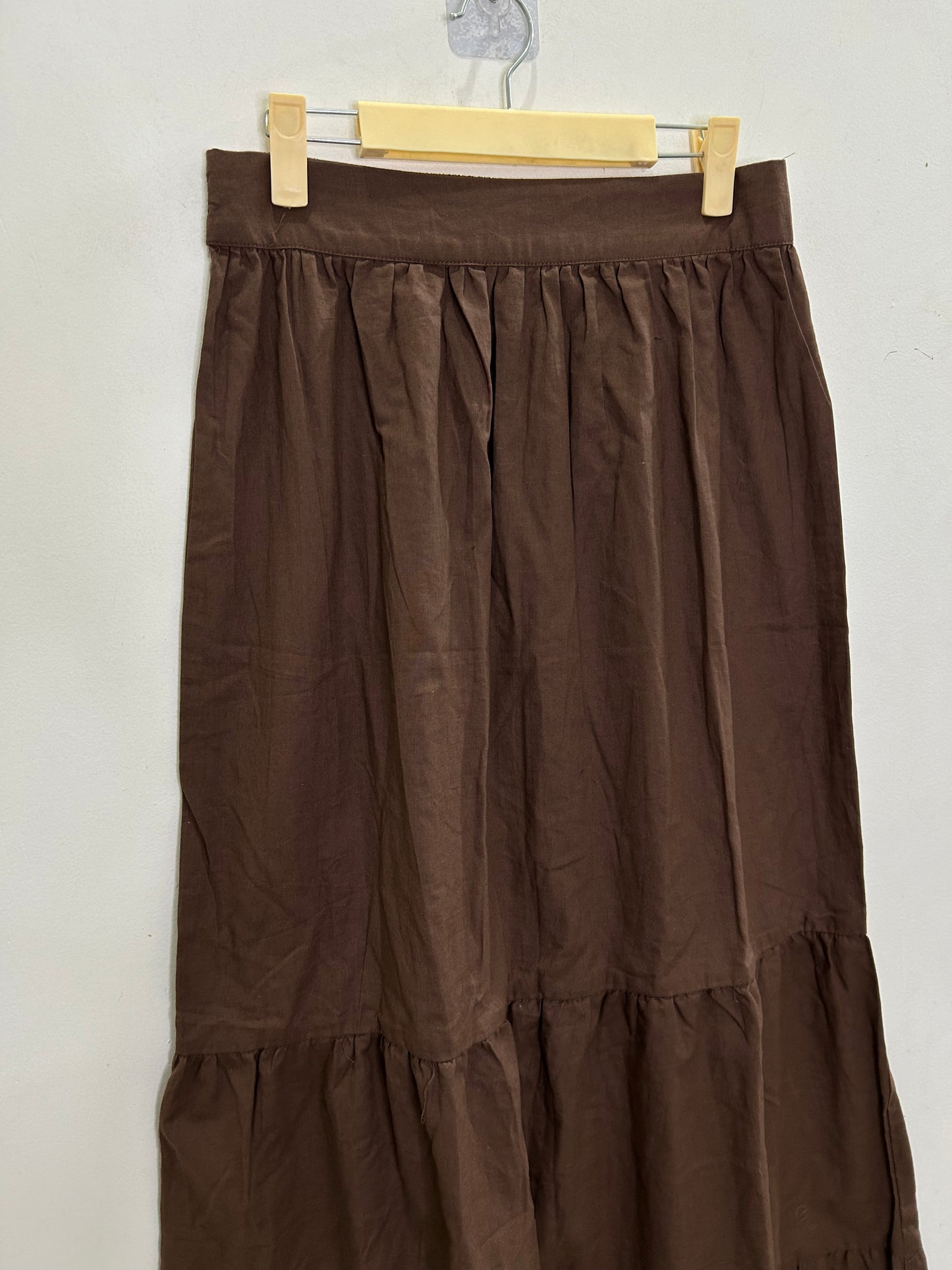 Brown Cotton Long Skirt