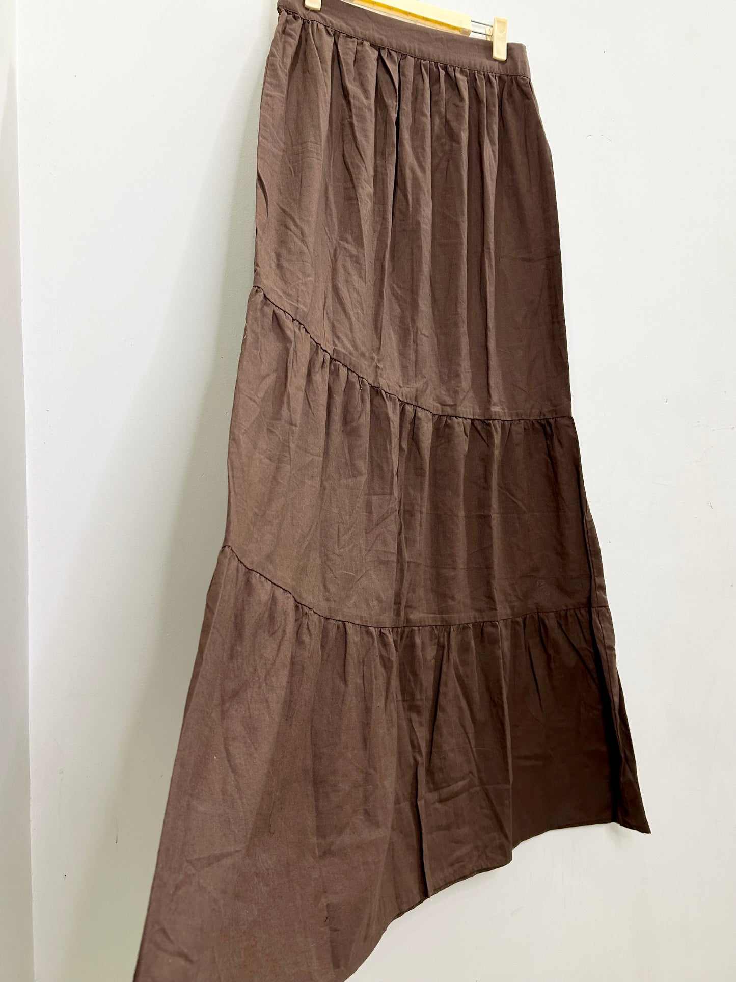 Brown Cotton Long Skirt