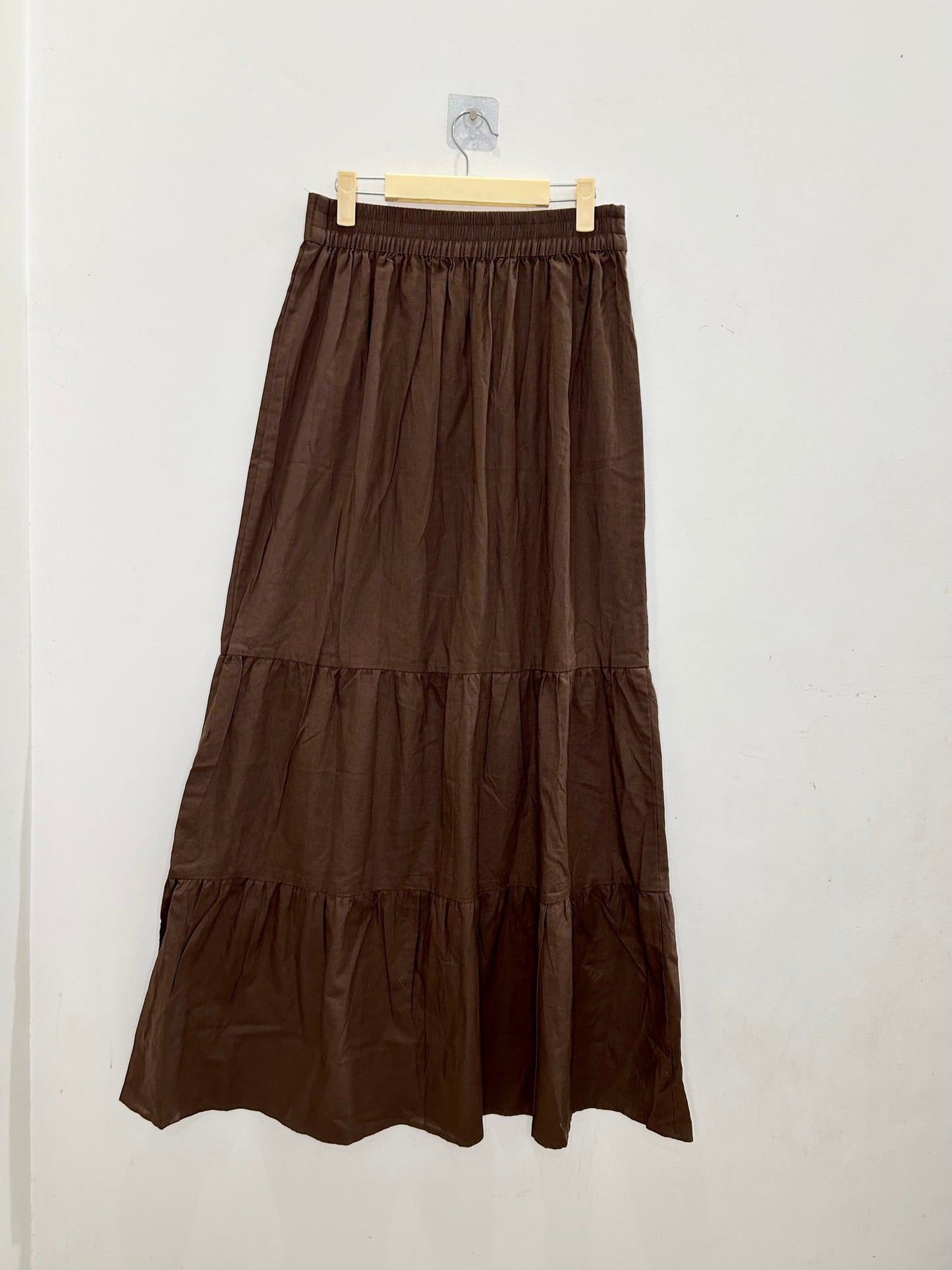 Brown Cotton Long Skirt