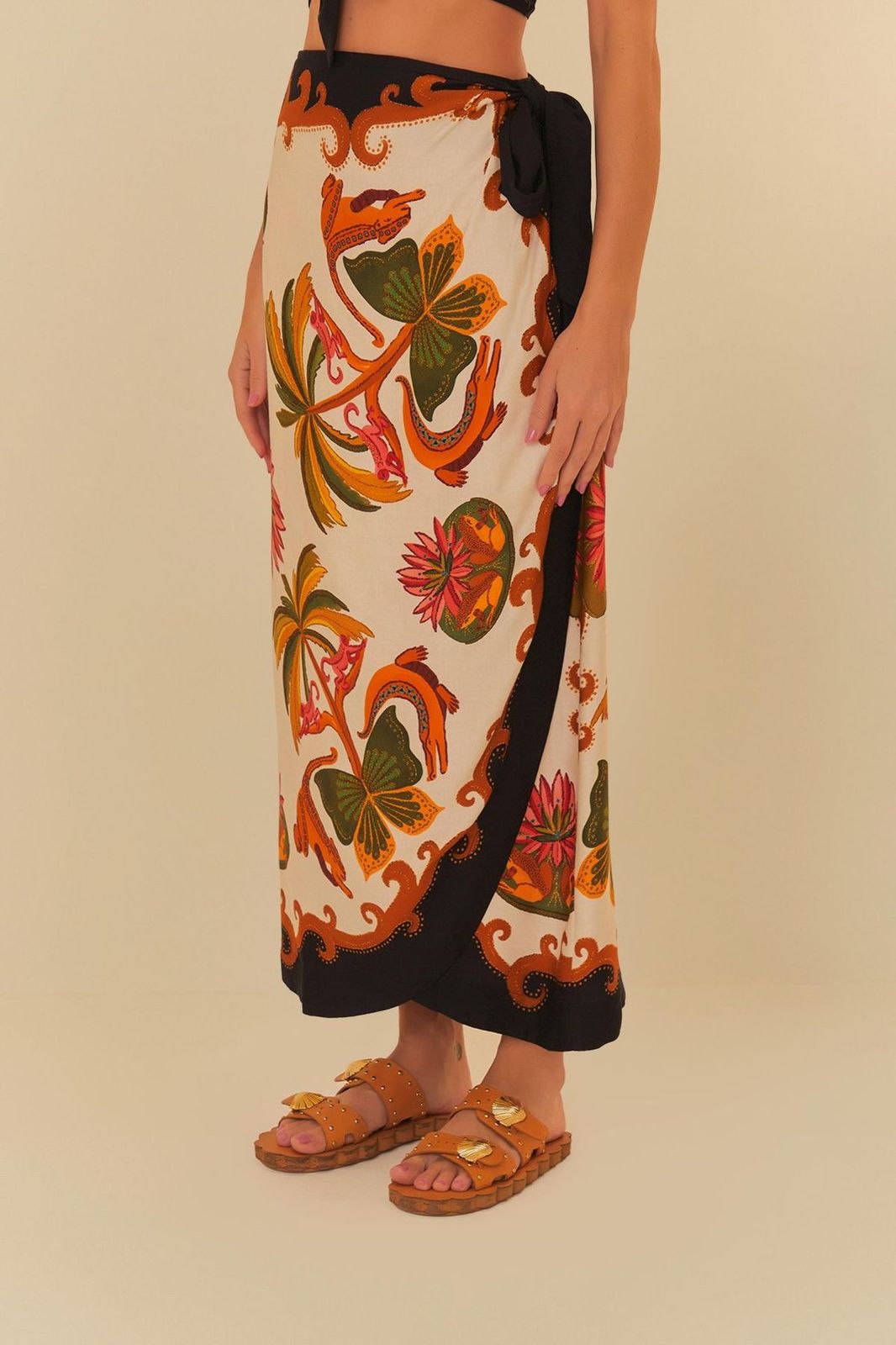 FarmRio Floral Wrap Skirt